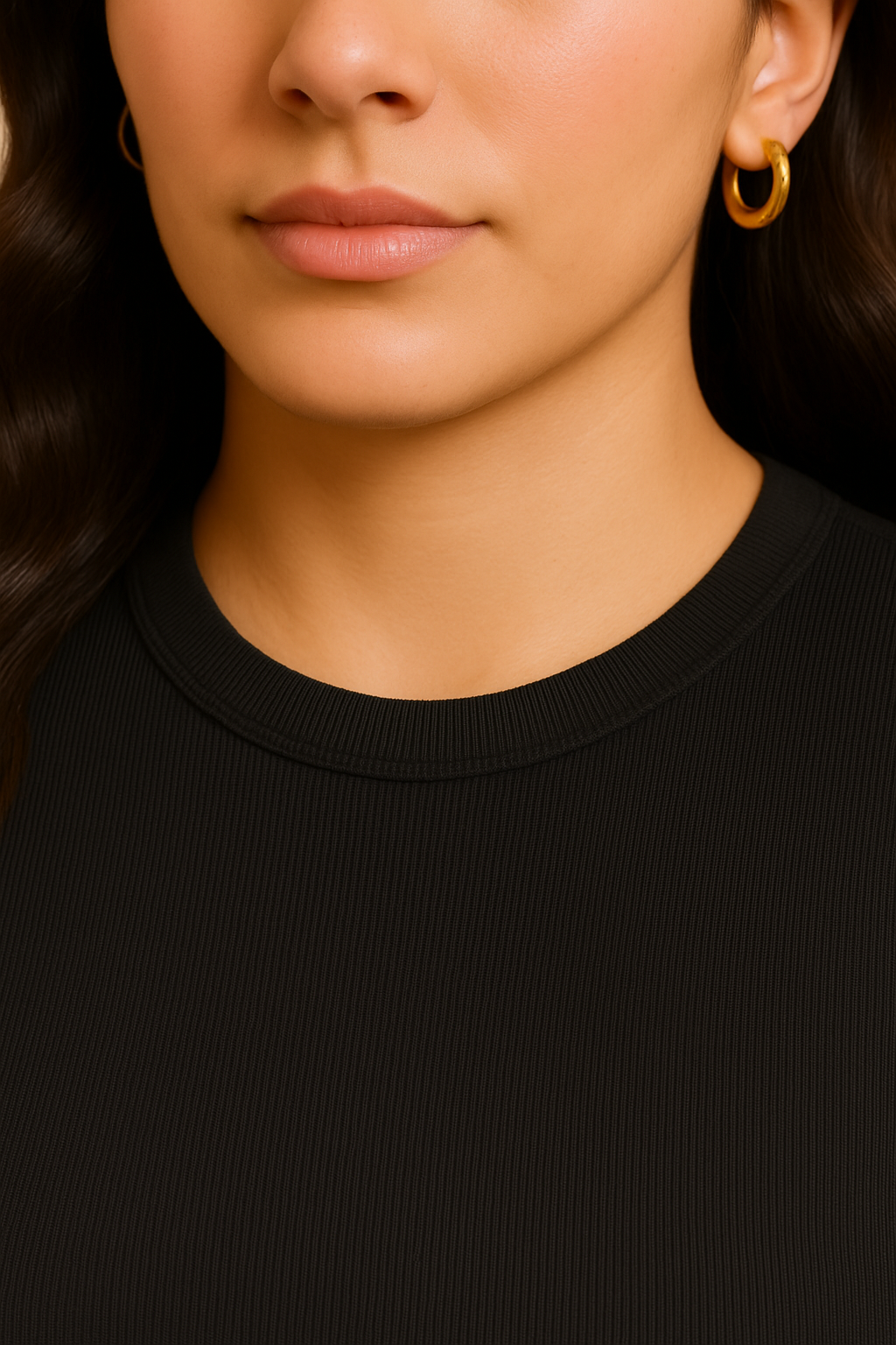 Black Ribbed Crop Top for Women