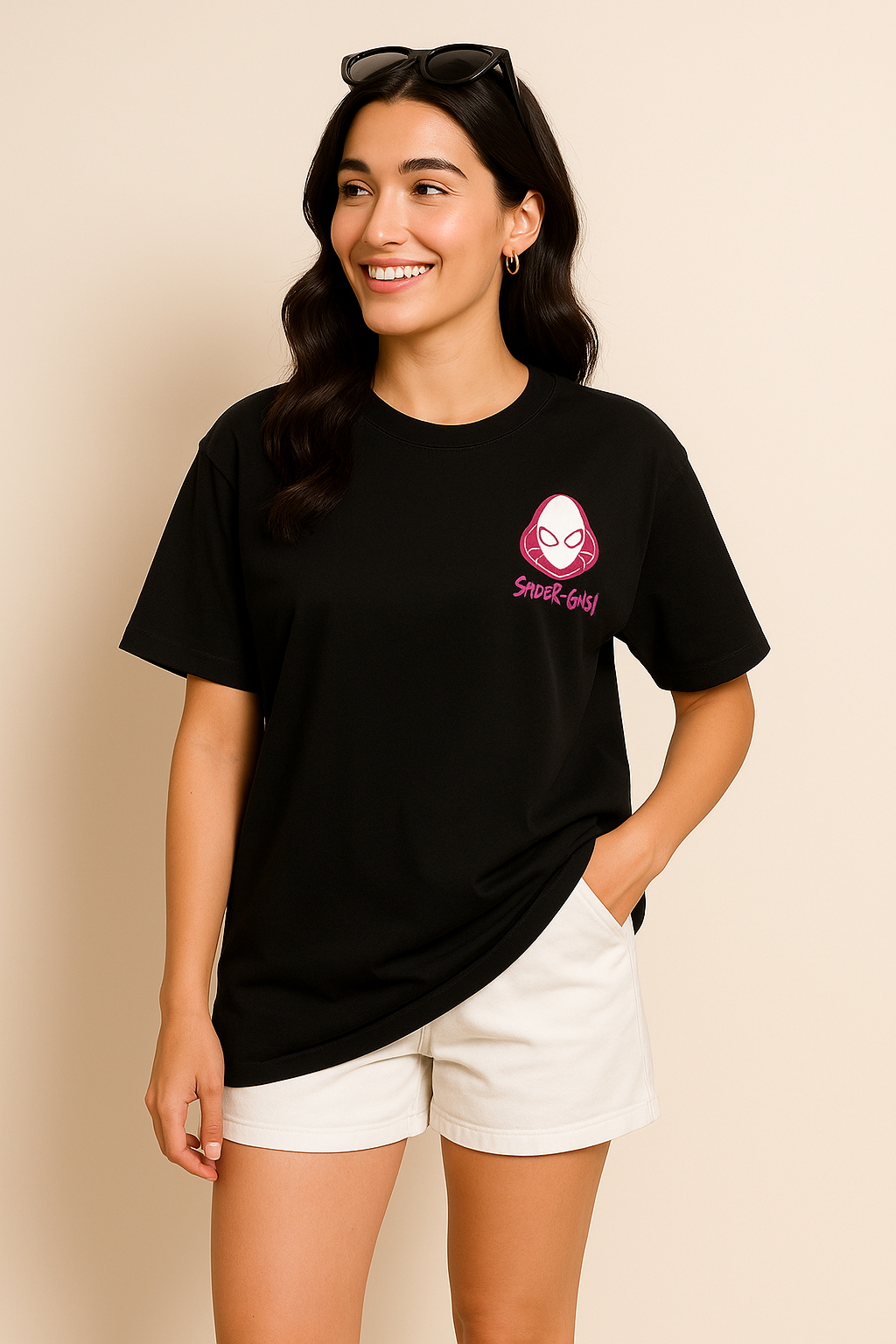 Spider Gwen Women Oversized Boxy Tshirt,Black