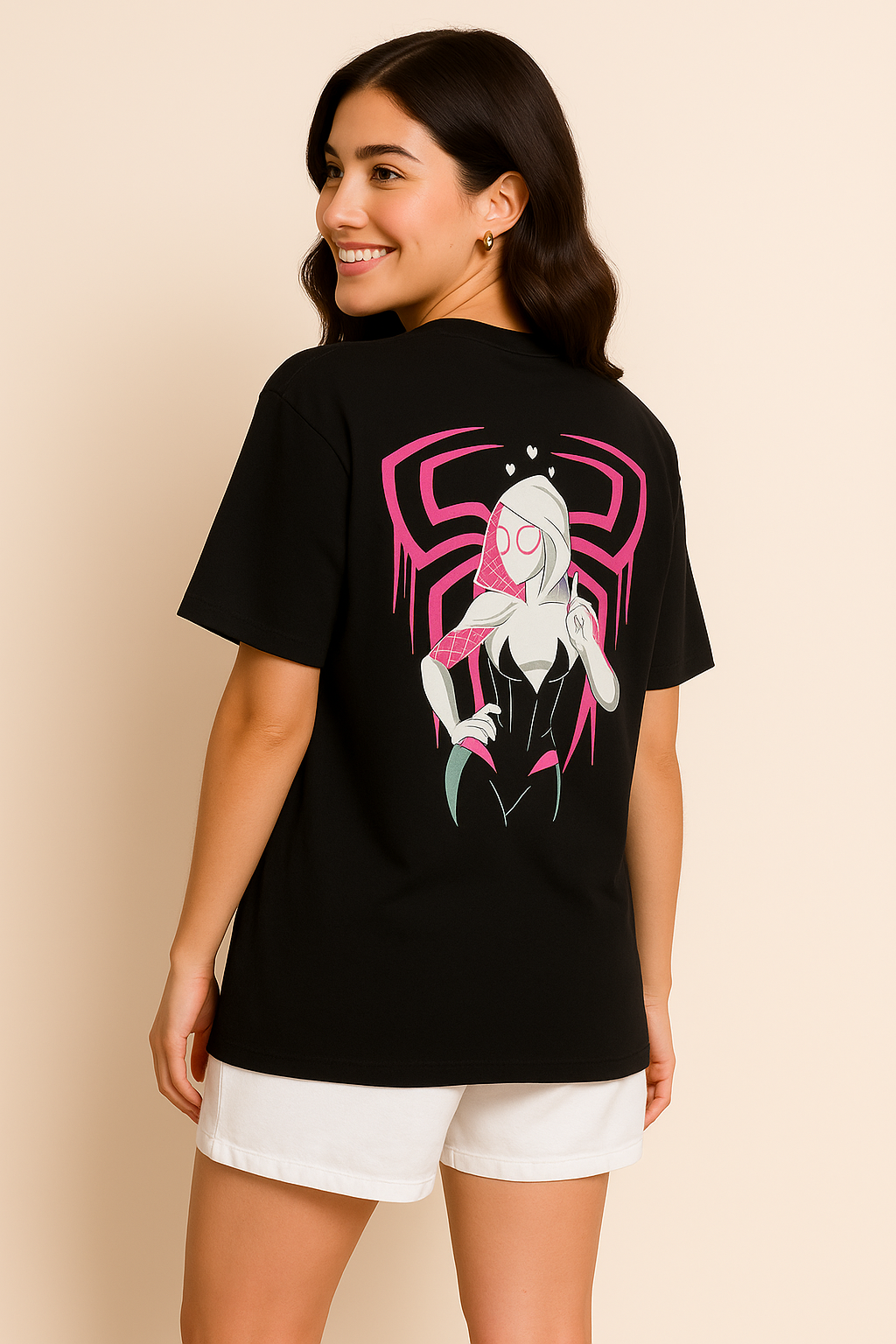 Spider Gwen Women Oversized Boxy Tshirt,Black
