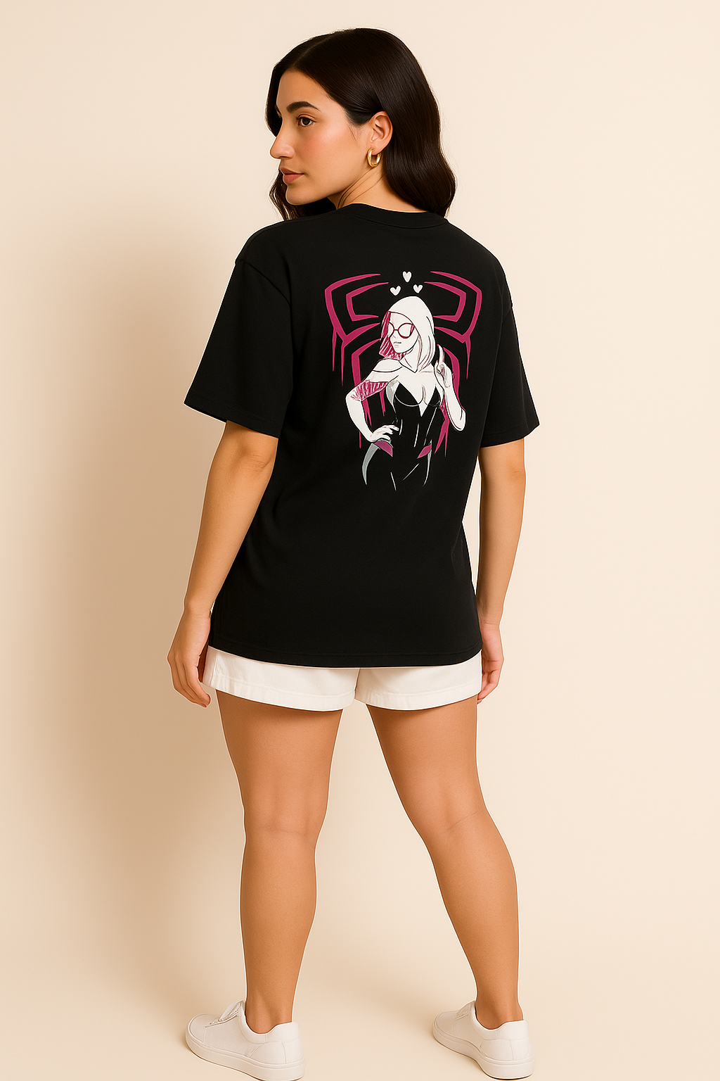 Spider Gwen Women Oversized Boxy Tshirt,Black