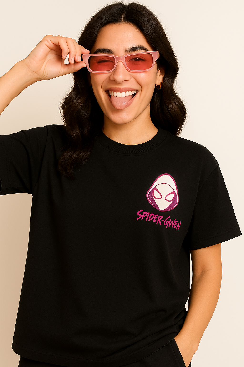 Spider Gwen Women Oversized Boxy Tshirt,Black