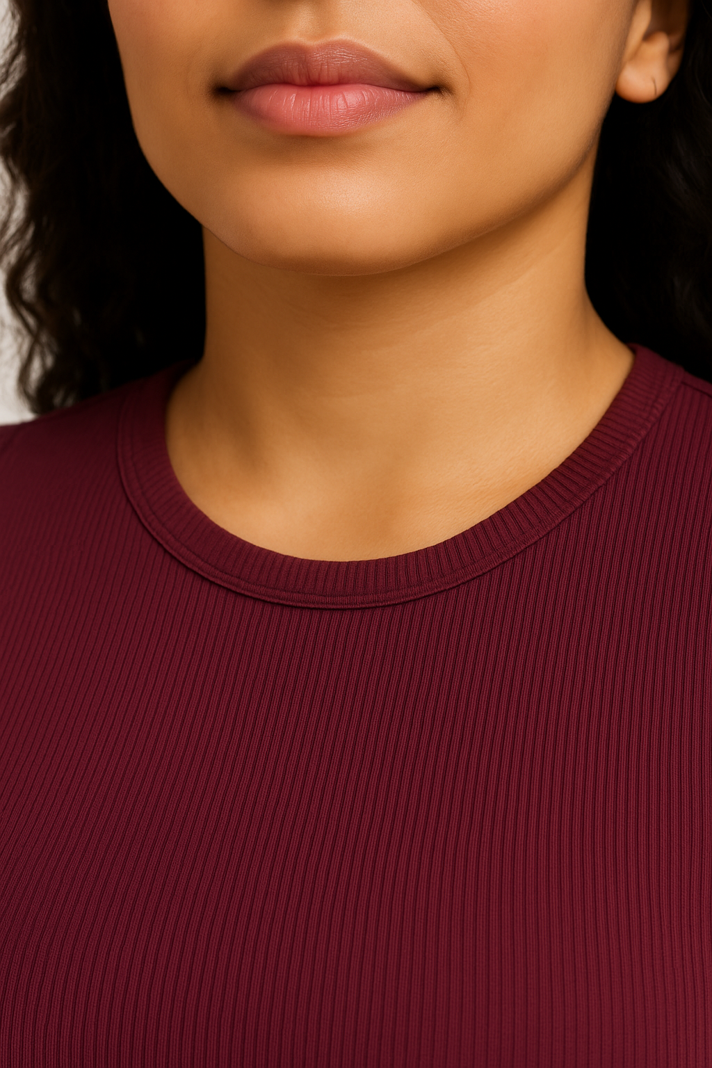 Red Wine Ribbed Crop Top for Women