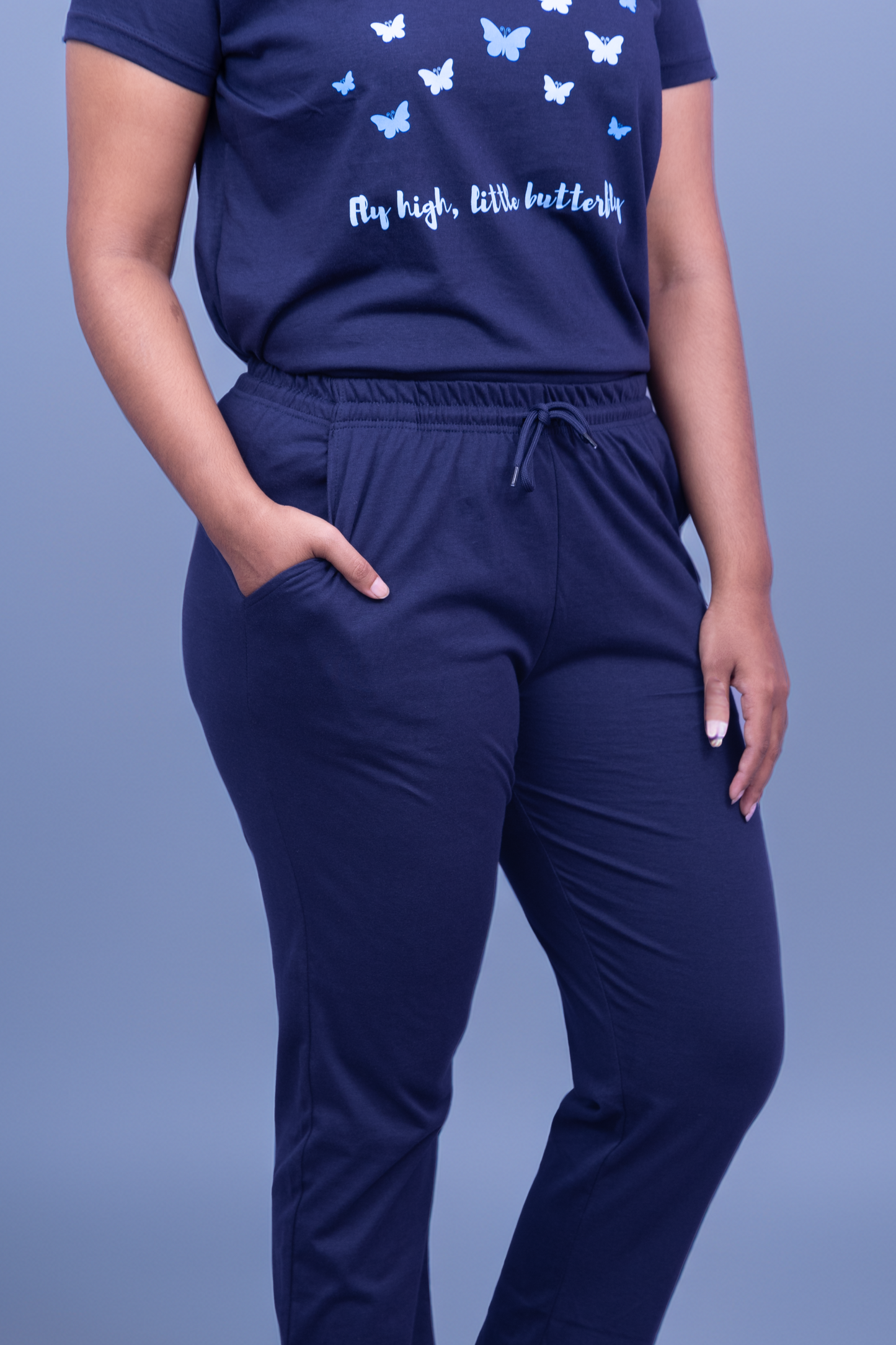 Fluttering Grace Pajama Set with Solid Color Pant