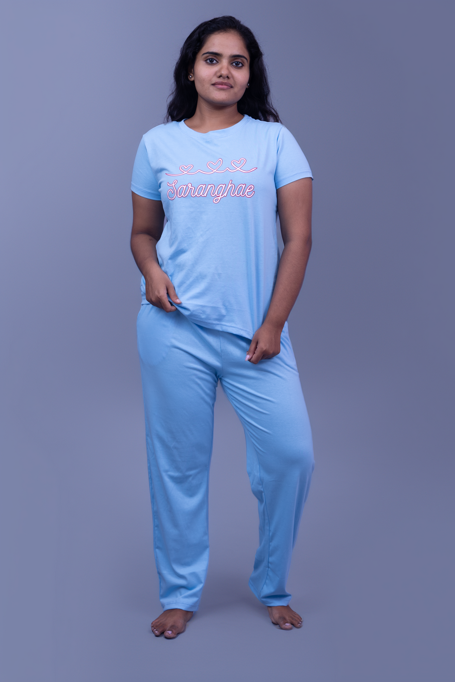 Lover's Heart Sarange Pajama Set (Solid Pant)