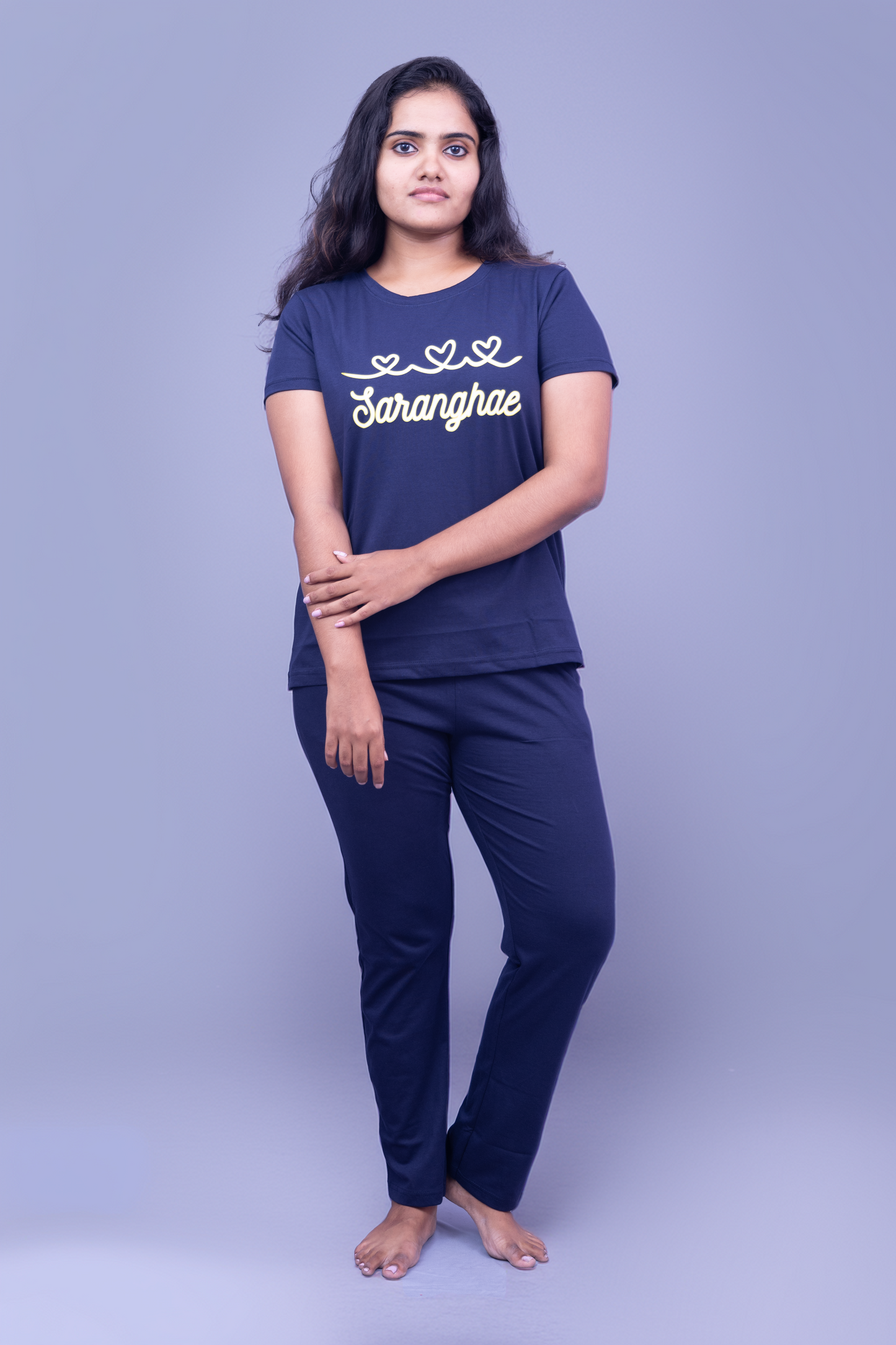 Lover's Heart Sarange Pajama Set (Solid Pant)