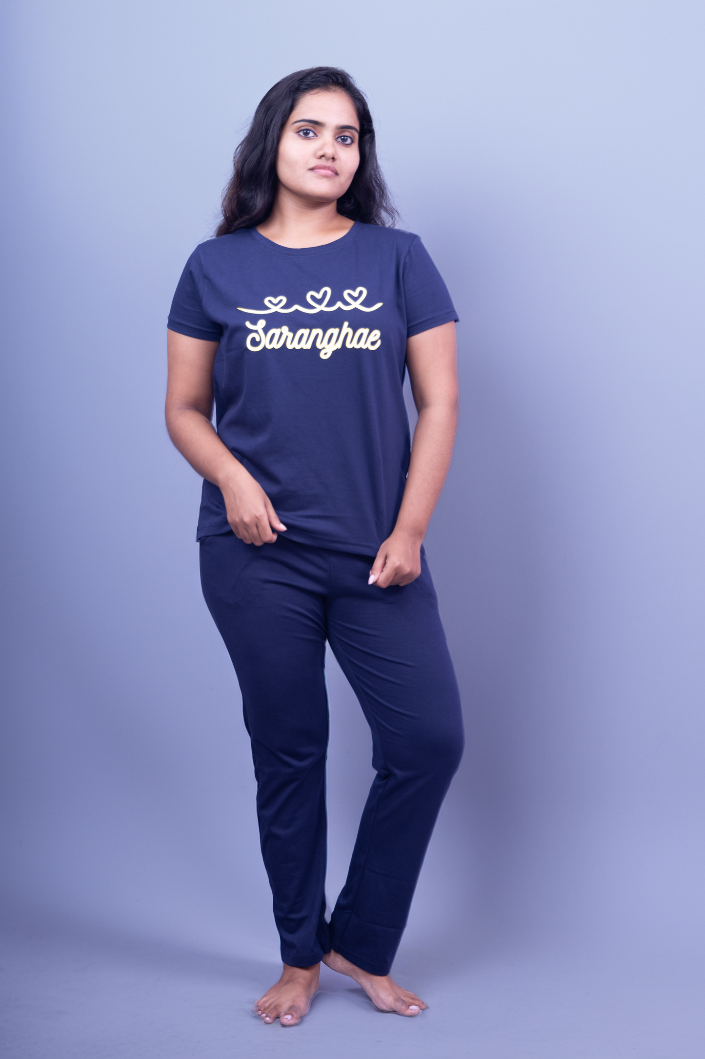 Lover's Heart Sarange Pajama Set (Solid Pant)