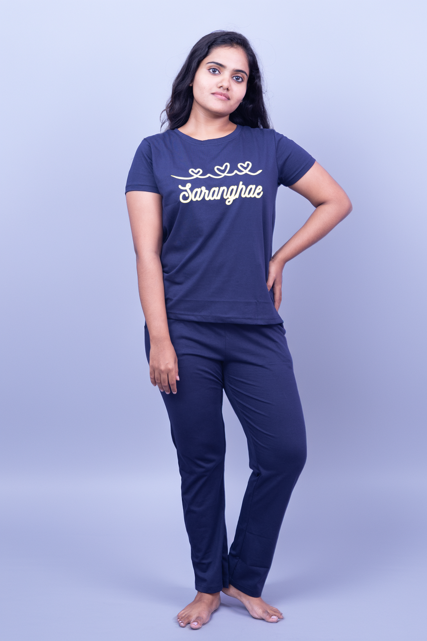Lover's Heart Sarange Pajama Set (Solid Pant)
