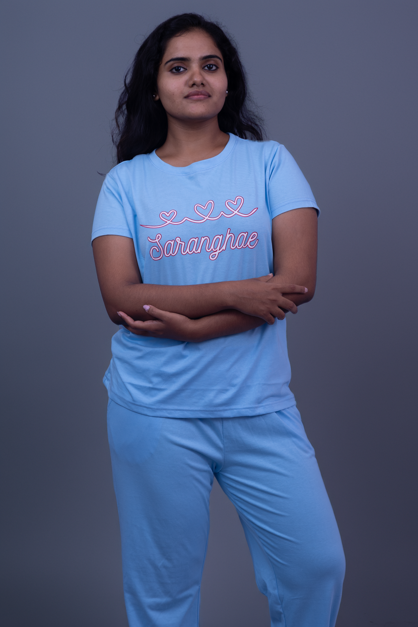 Lover's Heart Sarange Pajama Set (Solid Pant)