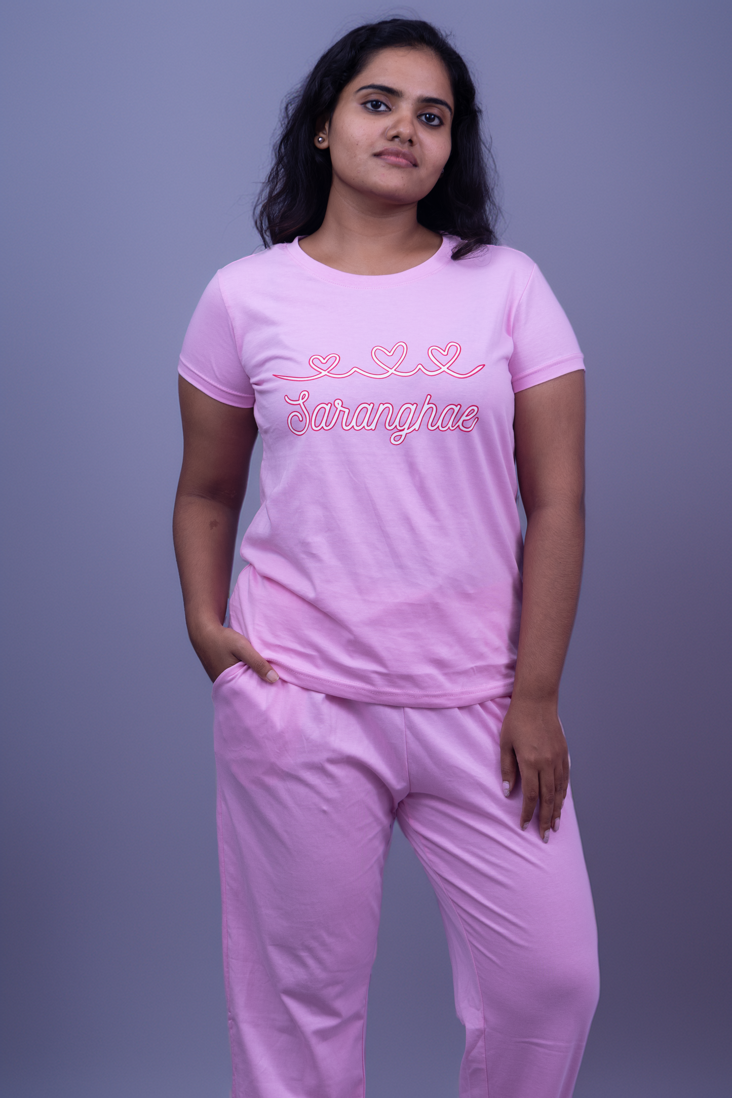 Lover's Heart Sarange Pajama Set (Solid Pant)