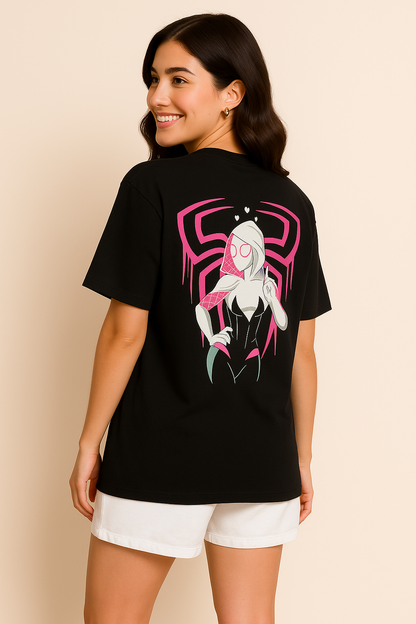 Spider Gwen Women Oversized Boxy Tshirt,Black