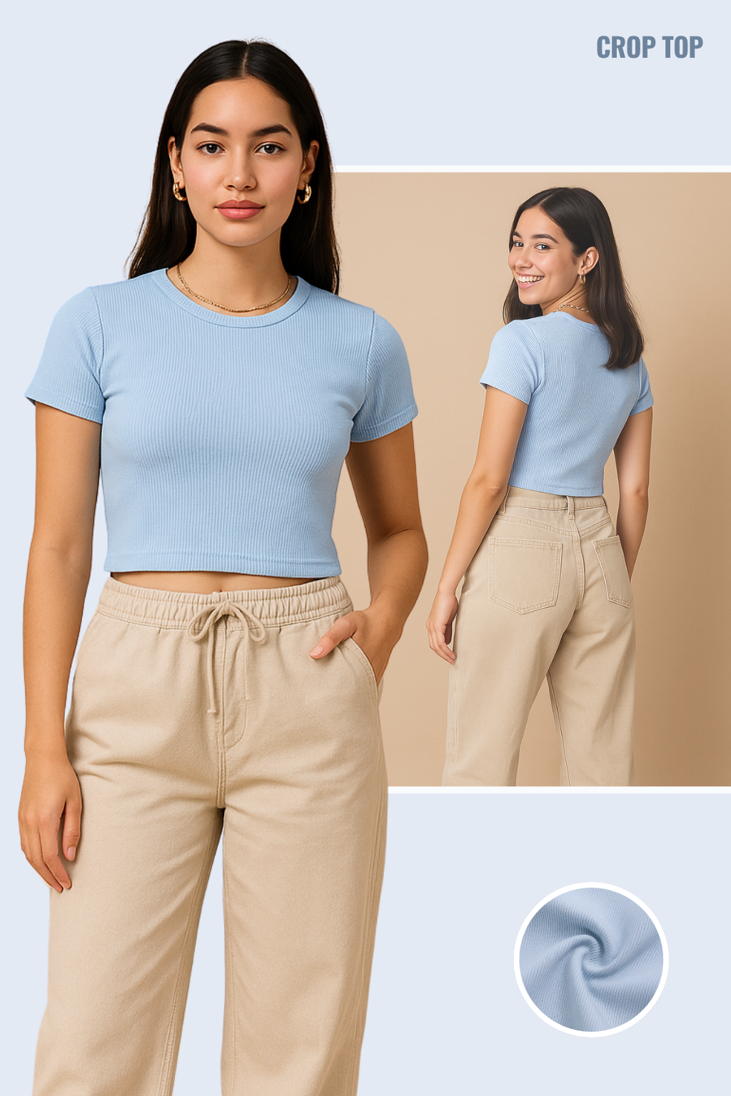 Soft Blue Crop Top