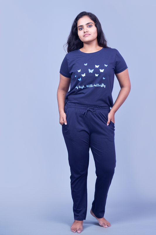 Fluttering Grace Pajama Set (Solid Pant)