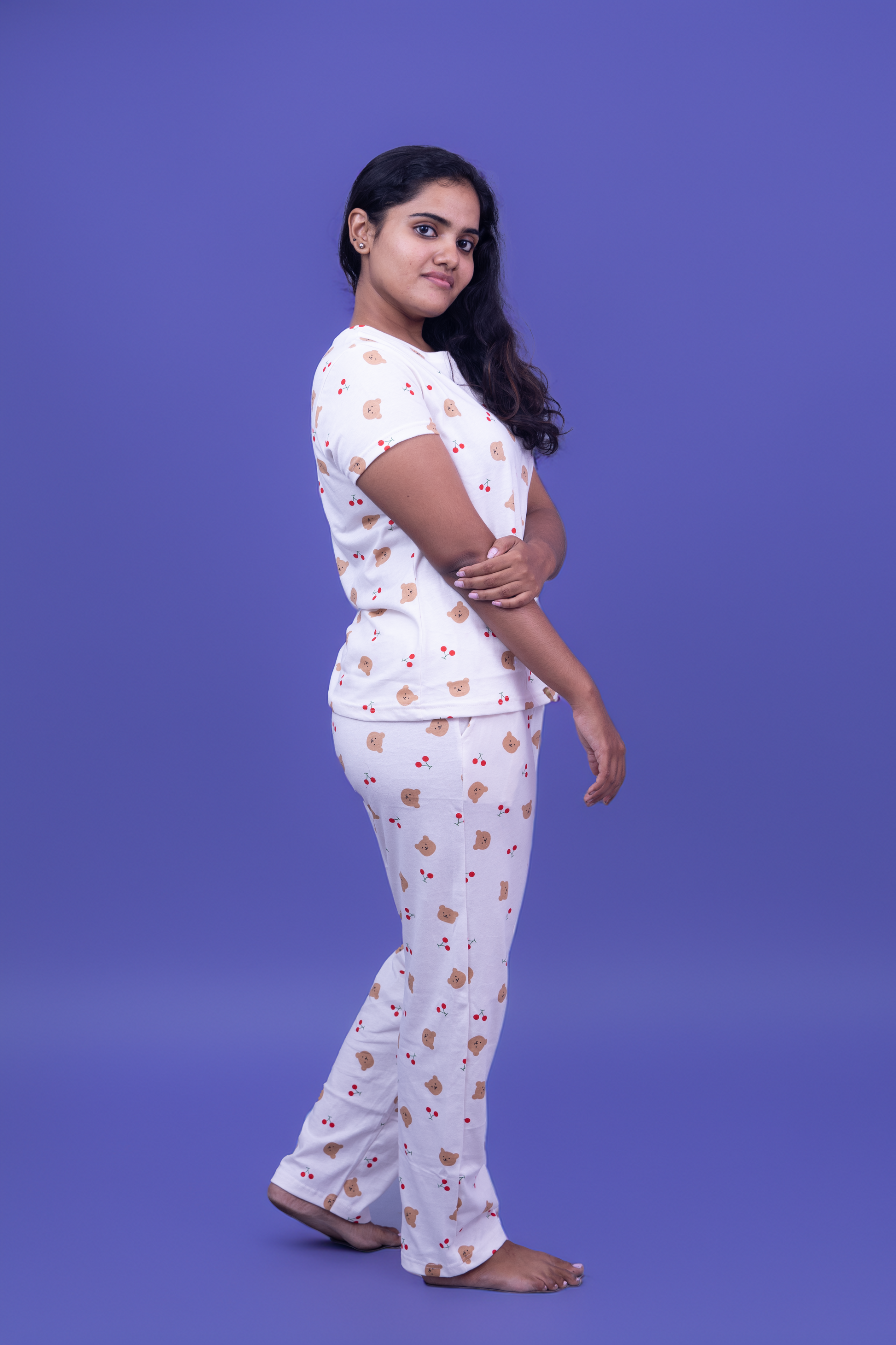 teddy print pyjama set