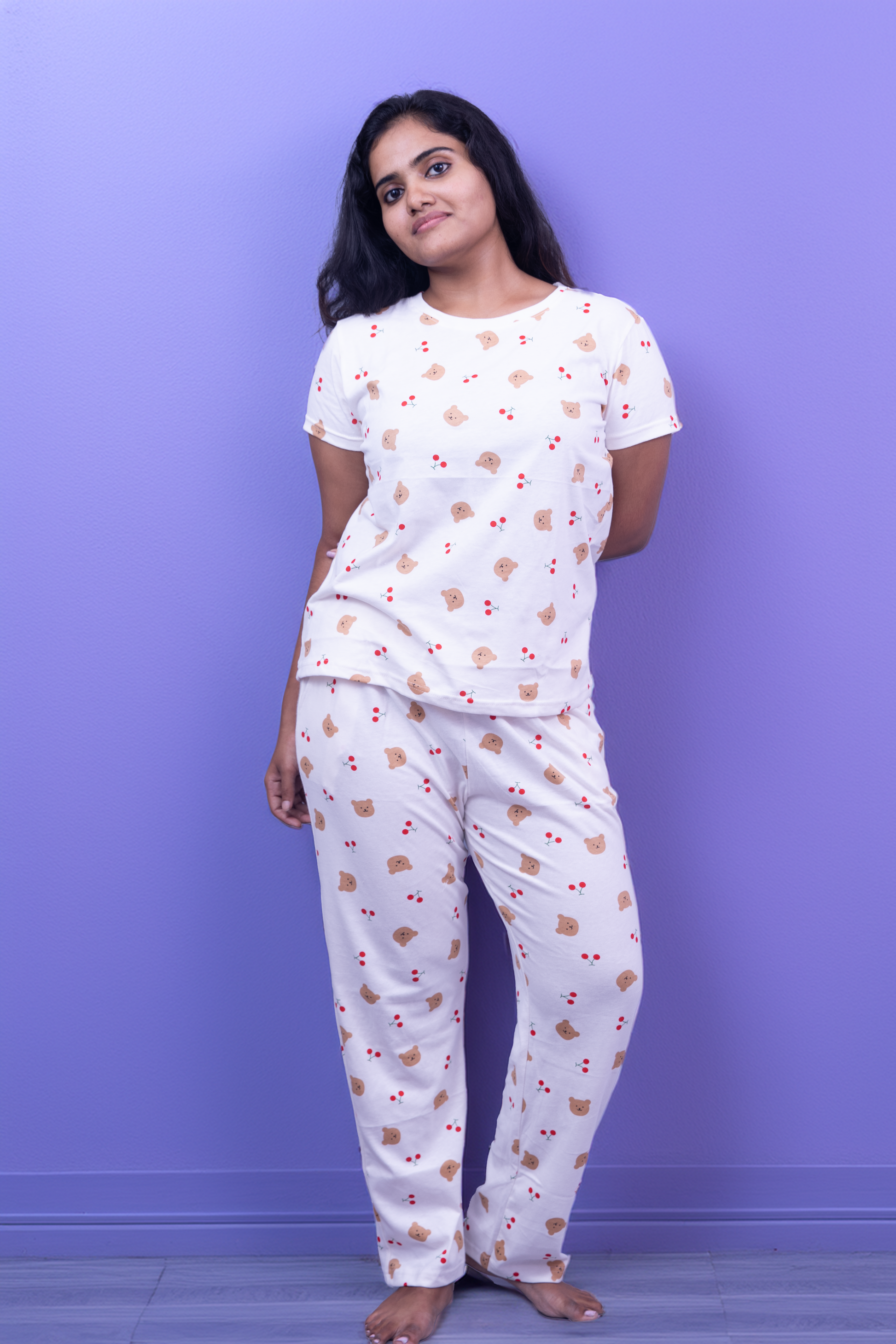 teddy print pyjama set