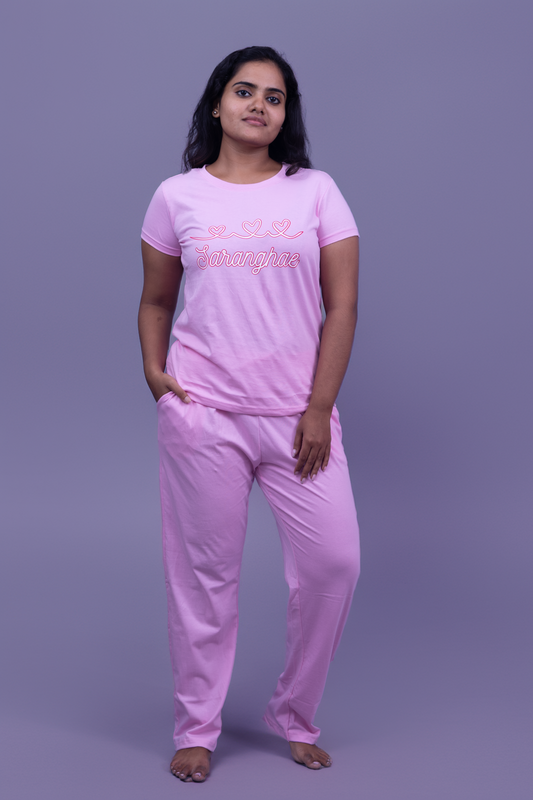 Lover's Heart Sarange Pajama Set (Solid Pant)